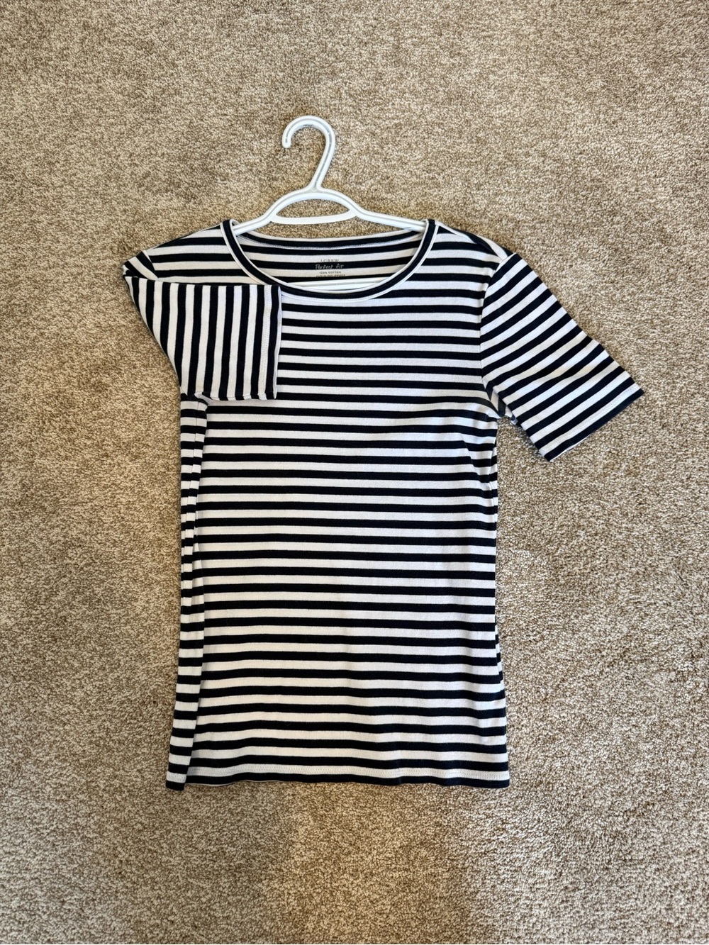 J. Crew Black and White Short Sleeve Striped Tee
